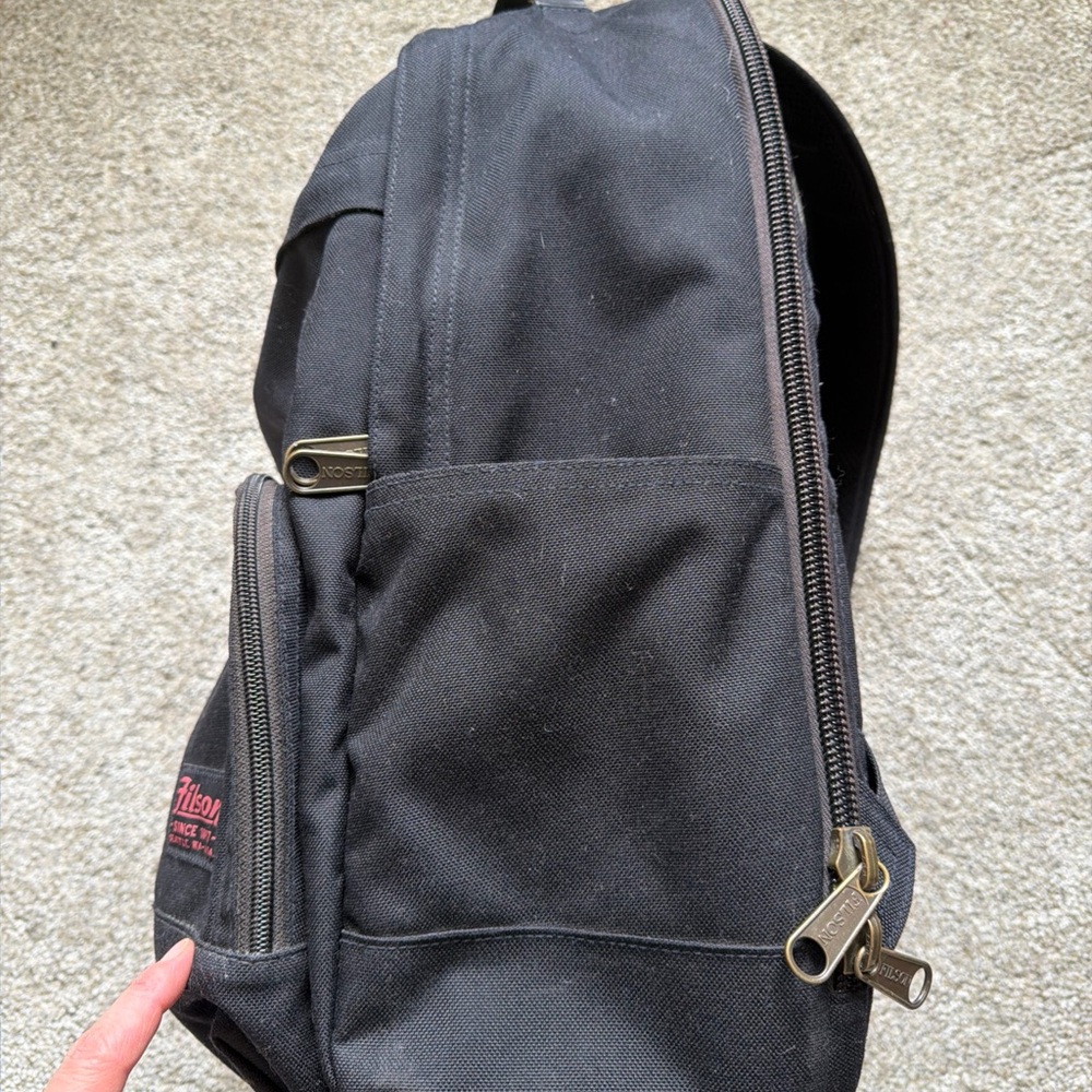 Filson Dryden Backpack Black Dark Navy Laptop Bag 1000D Nylon Leather Handle - Picture 3 of 16